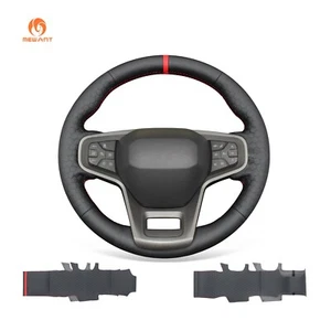 MEWANT Black Smooth Embossed Faux Leather Steering Wheel Cover for Ford Bronco - Imagen 1 de 9