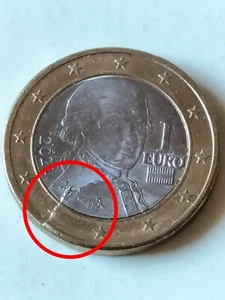 Moneta 1 Euro Austria 2021 ERRORE DI CONIO, Defect Coin, circolata - Foto 1 di 9