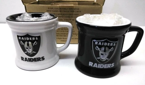 NFL Collectible Mini Mugs LAS VEGAS OAKLAND RAIDERS WHITE & BLACK CERAMIC MUGS Cover