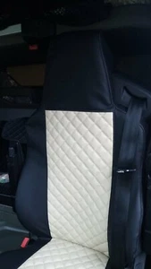 Designed to fit MAN TGX 2021 + EURO7 Truck Black Beige ECO LEATHER Seat Covers - Picture 1 of 2