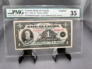 1935 Bank Of Canada $1 bank Note PMG Graded VF-35 SN# B4394375 - Picture 1 of 5