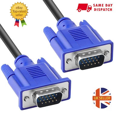 1.5M VGA SVGA Computer Monitor Cable 15 Pin Male to Male PC Laptop Screen Lead - Image 1 of 4