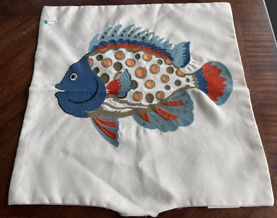 Fish Fishing Tapestry & Embroidery Decorative Pillow Cover Shell You Fill NEW - Image 1 of 2