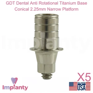 5x GDT Dental Anti Rotación Titanio Base Cónica 2.25mm Plataforma Estrecha NP - Imagen 1 de 4