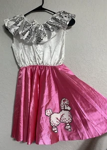 Girls Pink & White 1950's Style Poodle Skirt Costume Girls Size 10 - Picture 1 of 4