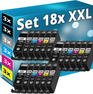 18 Encre Cartouches pour Canon Pixma IX6550 MG6150 MG6250 MG8150 MG8250 525 526 - Afbeelding 1 van 5