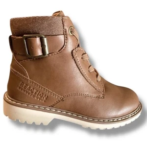 Reaction Kenneth Cole Cognac Pace Zamir Boots Lace Up Buckle Accent Toddler Sz 8 - Picture 1 of 11