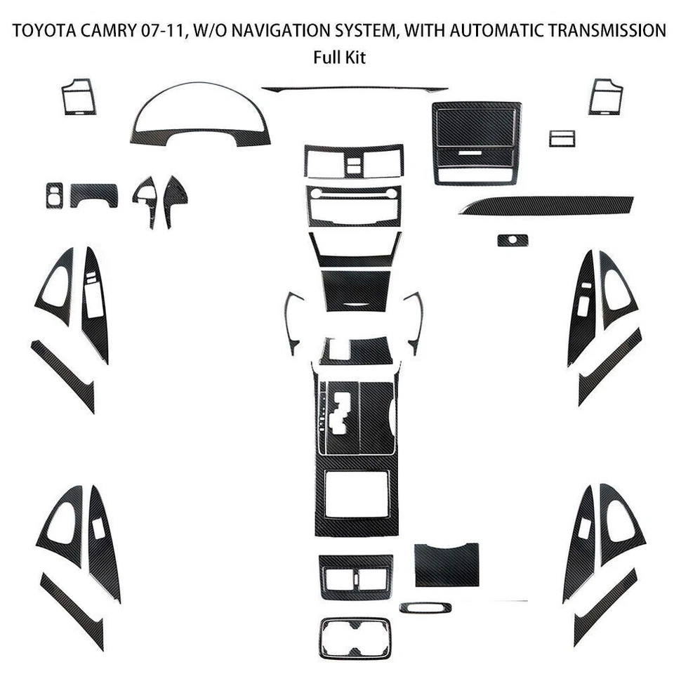 47Pcs Carbon Fiber Interior Full Kit Cover Trim For Toyota Camry 2007-2011 - image 1 of 4