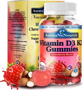 D3 K2 Vitamin 10000 IU, Sugar Free Vitamin D3 K2 Gummies W. Pro & Pre, Chewable - Picture 1 of 12