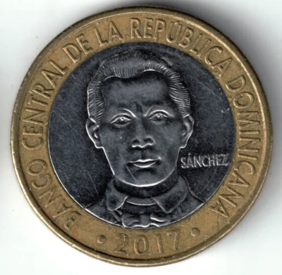 Domincan Replublic - 2017M - 5 Pesos - Francisco Sánchez - Magnetic - #20072 - Image 1 of 2