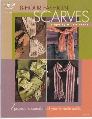 Thread Crochet Patterns, 8 Hour Fashion Scarves by Mickie Akins 2007, Annies Att - Image 1 of 2