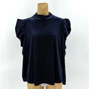 52€ Neu! Cato 18/20 1X Samt blau Prinzessin Puff Langarm Oberteil Bluse Damen - Bild 1 von 12