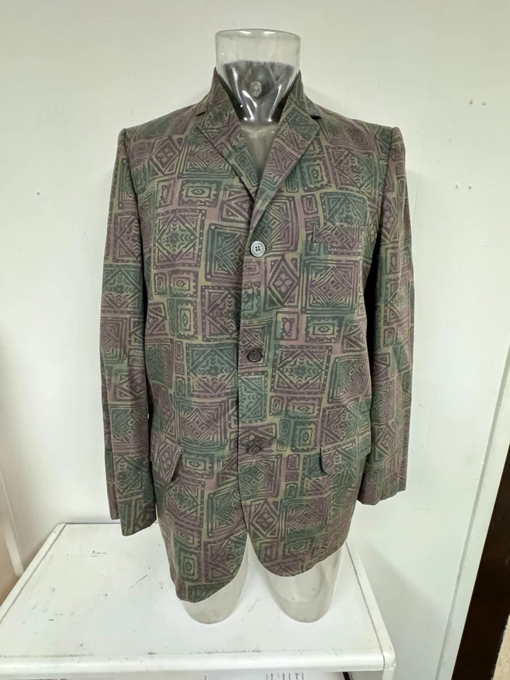 1960’s Tiki Batik SPORT COAT Jacket Cotton Oasis Hukilau Polynesian Vintage 42 - Image 1 of 4