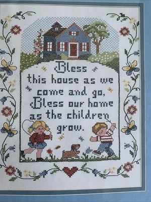 Bless This House Family Sampler Stamped Cross Stitch Kit Bucilla NIP 11x14 - Image 1 of 4
