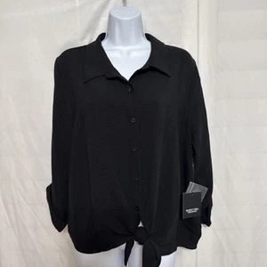 Simply Vera Wang Women’s Size XL Blouse Black Button & Tie New With Tags - Picture 1 of 15