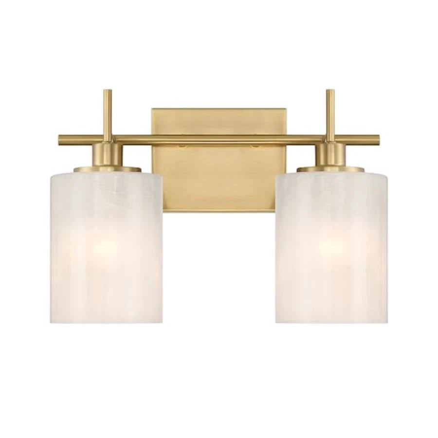 Luz de tocador moderna de latón natural Savoy House Meridian 14" W x 9,75" H 2 luces Foto 1 de 3