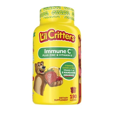 Suplemento vitamínico gomoso L'il Critters Immune C para niños, sabor a fruta, 190 unidades Foto 1 de 4