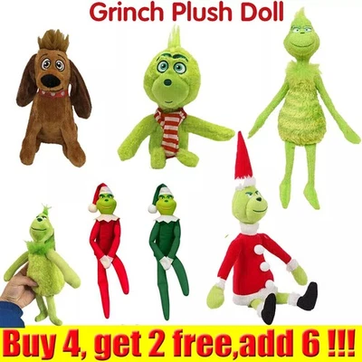 Christmas Grinch Plush Doll Soft Stuffed Teddy Toy Xmas Gift Baby Kids 2025