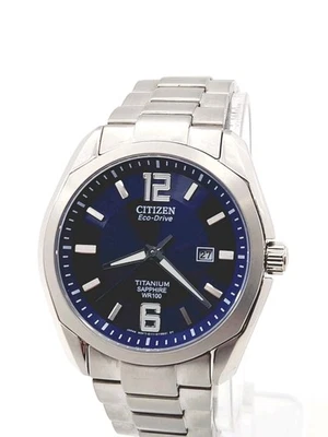 Reloj para hombre Citizen BM7080-54L Eco Drive súper titanio esfera azul zafiro cristal Foto 1 de 4