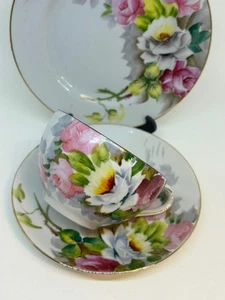 Vintage japanischer handbemalter GOLDSCHLOSS durchscheinend feines KNOCHEN CHINA Teeteller, - Bild 1 von 5