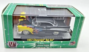 2011 1:64 M2 Machines Detroit Cruisers 1957 Chevy Bel Air. Flat Black w Flames - Picture 1 of 6