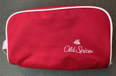 Old Spice Classic Red Nylon Shaving Travel / Toiletry Zipper Bag 10x6x5 Vintage - Image 1 of 4