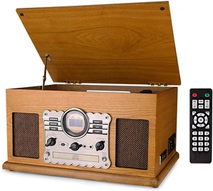 Tocadiscos Retro Con Altavoz, Radio Fm/Dab, Reproductor De CD, Grabadora De Case - Imagen 1 de 12