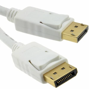 Displayport v1.2 4k Compatible Macho Cierre Cable Ficha Blanco 1m/ 2m/ 3M/ 5m/ - Imagen 1 de 4