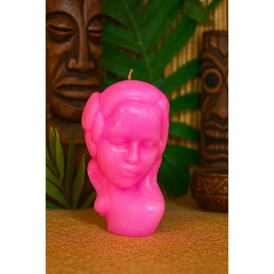 Vela Cabeza Dama Rosa Mujer Hawaiana Busto Tiki Tropical Molde Marwal Sin Usar De Colección Foto 1 de 4
