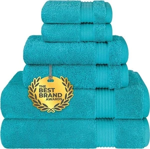 Set Asciugamani 6 Pezzi per Bagno Cotone 2 Asciugamani Bagno 2 Asciugamani 2 Salviette - Foto 1 di 7