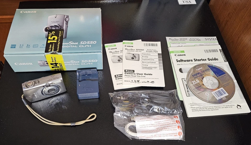 Câmera Digital Canon PowerShot ELPH SD550-SILVER - Carregador - Testado - Imagem 1 de 4