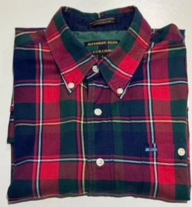 Alexander Julian Plaid Shirt Size L  Navy, Red & Green Check with Long Sleeves - Picture 1 of 7