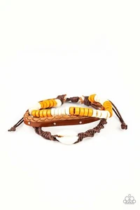 Paparazzi Bracelet- Beach Bounty- Orange and White Beads- Sea Shell- Urban - Picture 1 of 2
