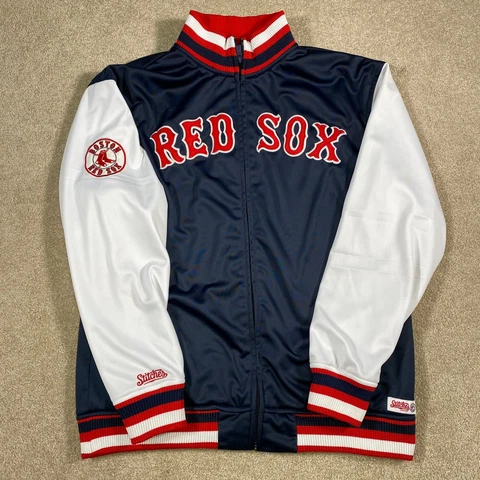 Boston Red Sox Jacket Men Medium Coat MLB Baseball Stitches Warm Up Zip Cover