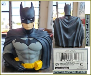 Monogram DC Comics BATMAN BUST Bank 8" CLASSIC BLACK & GRAY W/Original Plug - Picture 1 of 10