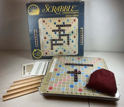 Vintage 1977 1982 Scrabble Deluxe Turntable Edition Crossword Game Original Box - Image 1 of 4