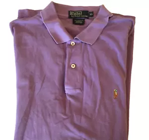 POLO RALPH LAUREN UOMO XL FLESH PONY LOGO 100% COTONE MESH VIOLA 46x31,5 - Foto 1 di 15