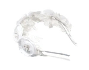 Cerchietto per capelli bianco da cerimonia con fiori fermacapelli comunione - Foto 1 di 1