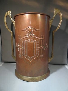 Cubo vintage enfriador de vino de cobre estilo artes y oficios diseño Art Nouveau - Imagen 1 de 12