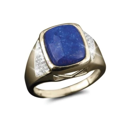 Natural Lapis Lazuli Gemstone with Gold Plated 925 Sterling Silver Ring #1020 — 第 1/4 张图片