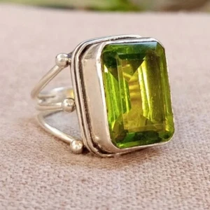 Beautiful peridot 925 Sterling Silver Ring Handmade Gift For Her A-171 - Picture 1 of 8