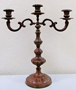Vintage Iron Scroll Candelabra Three Arm Candlestick Holder - Picture 1 of 11