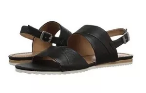 Sandalia Trask Sadie para mujer talla 7 de piel de becerro negra con doble correa - Imagen 1 de 8