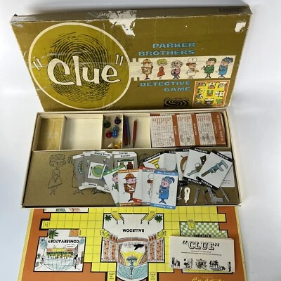 CLUE Parker Brothers 1963 Vintage Detective Board Game - Complete Box Wear - Image 1 of 4