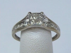 Fede Nuziale Fidanzamento Diamante Simulato Finitura Oro Bianco 14kt - Foto 1 di 13