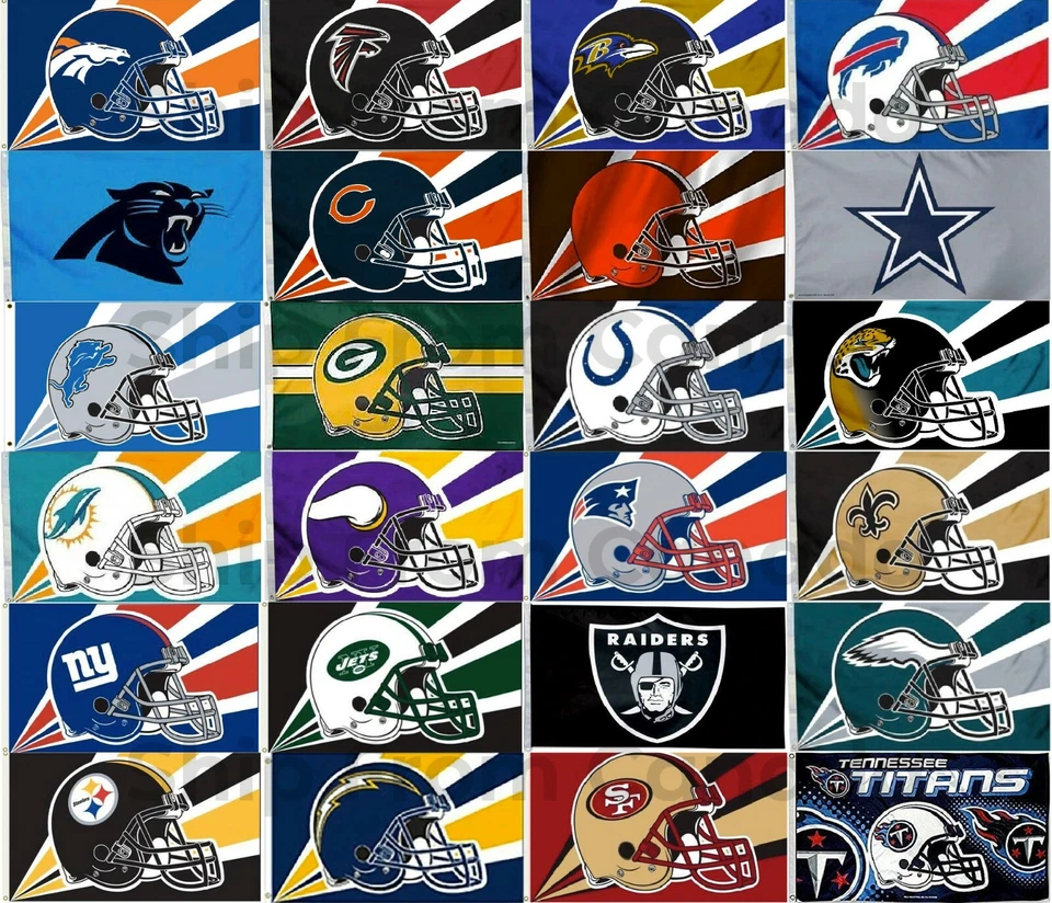 Licensed NFL Football LARGE FLAG BANNER 3'X5' -Indoor/Outdoor- 36"X60"  - Image 1 of 1