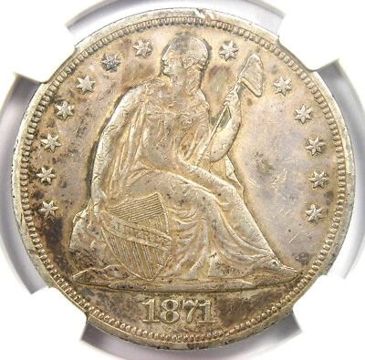 Moneda de 1 dólar de plata libertad sentada de 1871. Detalle certificado NGC AU - Moneda rara Foto 1 de 4