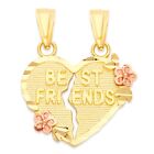 Solid Gold Best Friends Separating Heart Pendant 10k or 14k, Frienship Jewelry