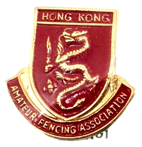 Amateur Fencing Association Hong Kong Pin Pinback Brooch HTF New Sealed (B77) - Picture 1 of 3