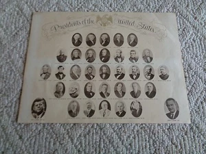 United States Presidents Print Litho Geo Washington Thru LBJ 1963 Vintage 12x16 - Bild 1 von 12